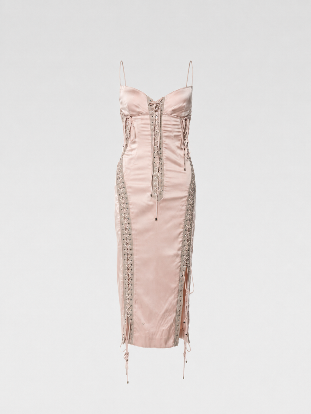 Dolce & Gabbana S/S 2003 Runway Silk Lace-Up Corset Dress – Iconic Punk Bondage Archive Piece (Seen on Beyoncé)