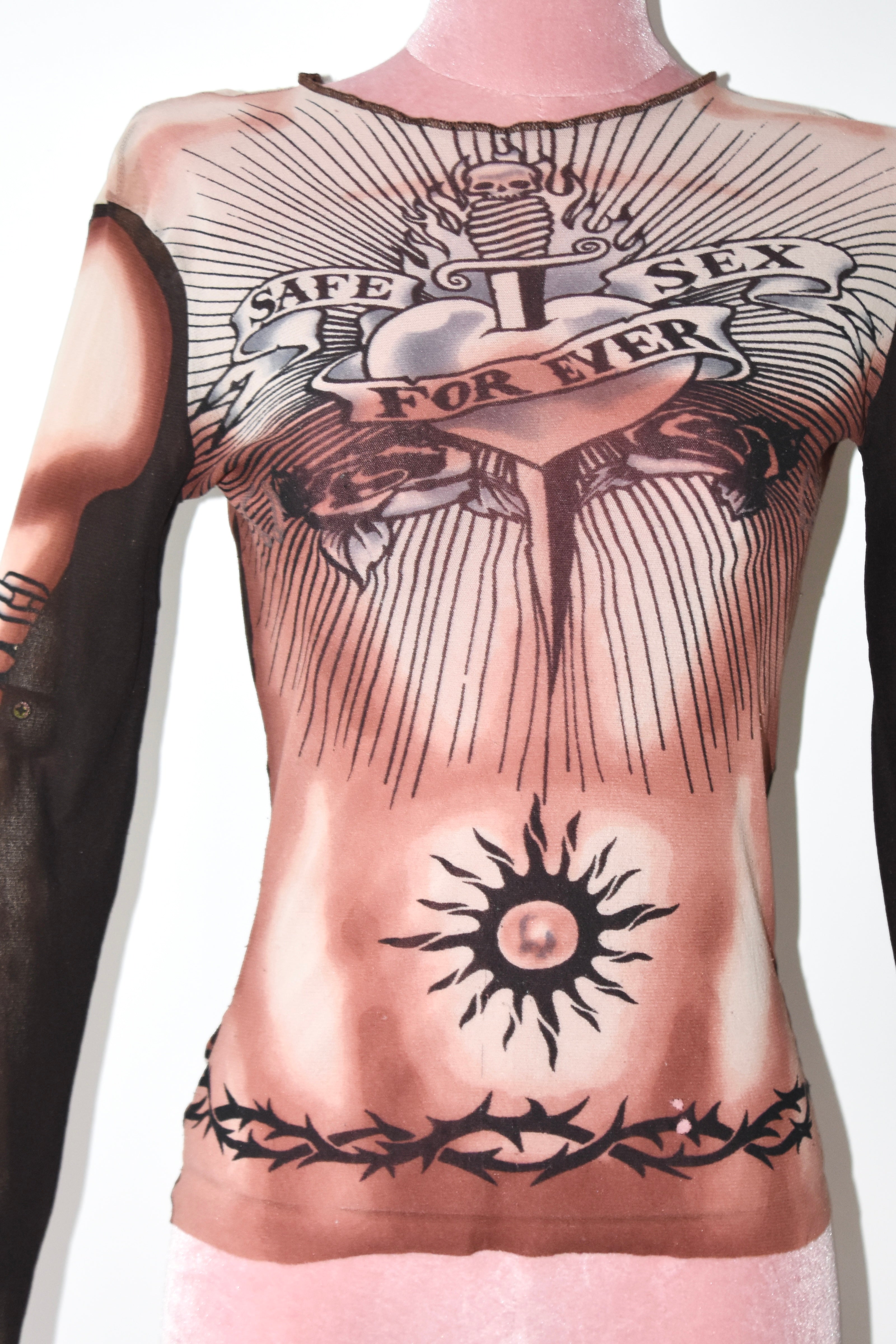 Jean Paul GAULTIER 96SS SAFE SEX タンクトップ Jean Paul Gaultier Safe Sex Forever Tattoo Mesh Tank SS1996