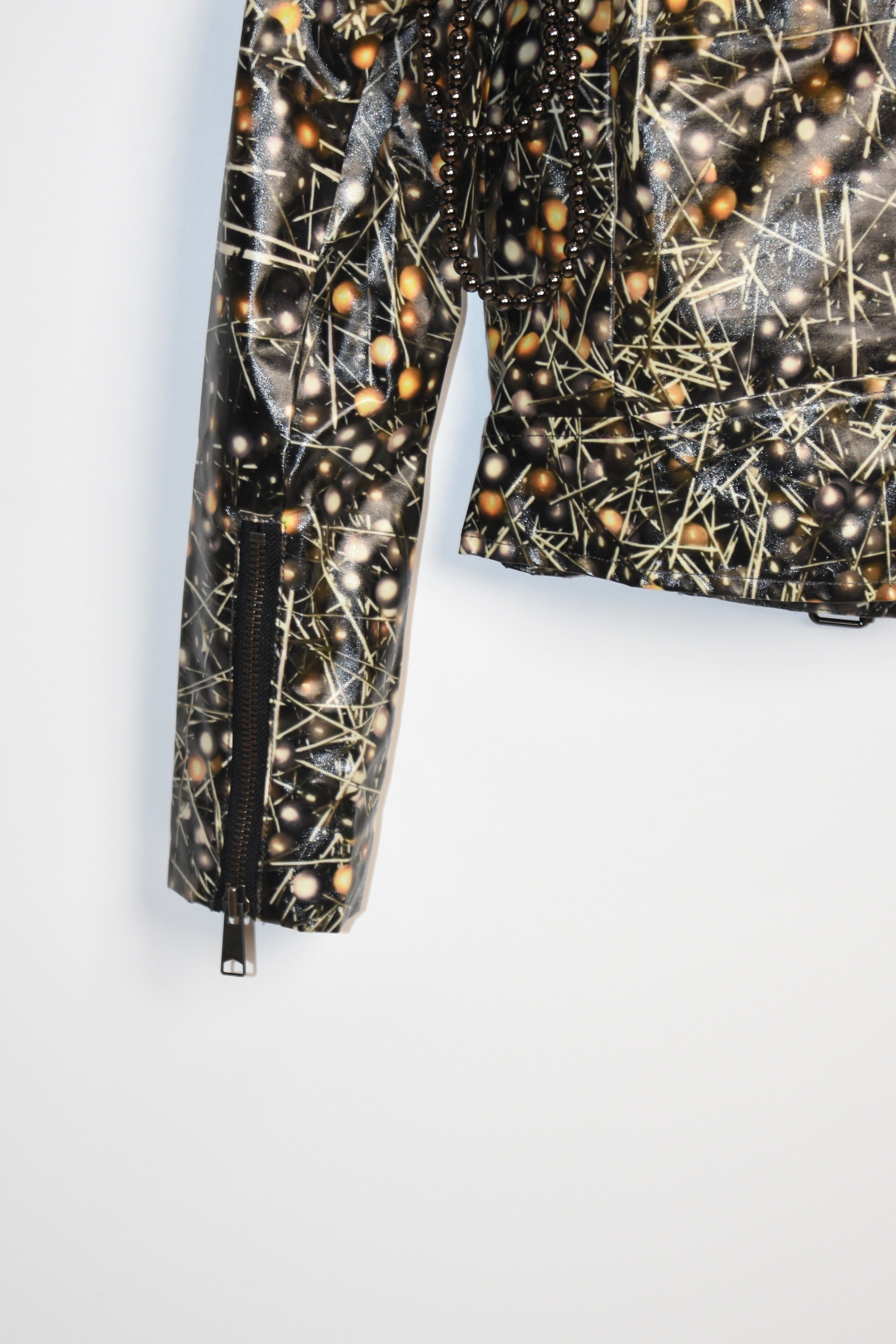 Jean Paul Gaultier for Sept Premières “Abstract Atomic Print” Moto Jacket – Women’s Size 38 (Brand New)
