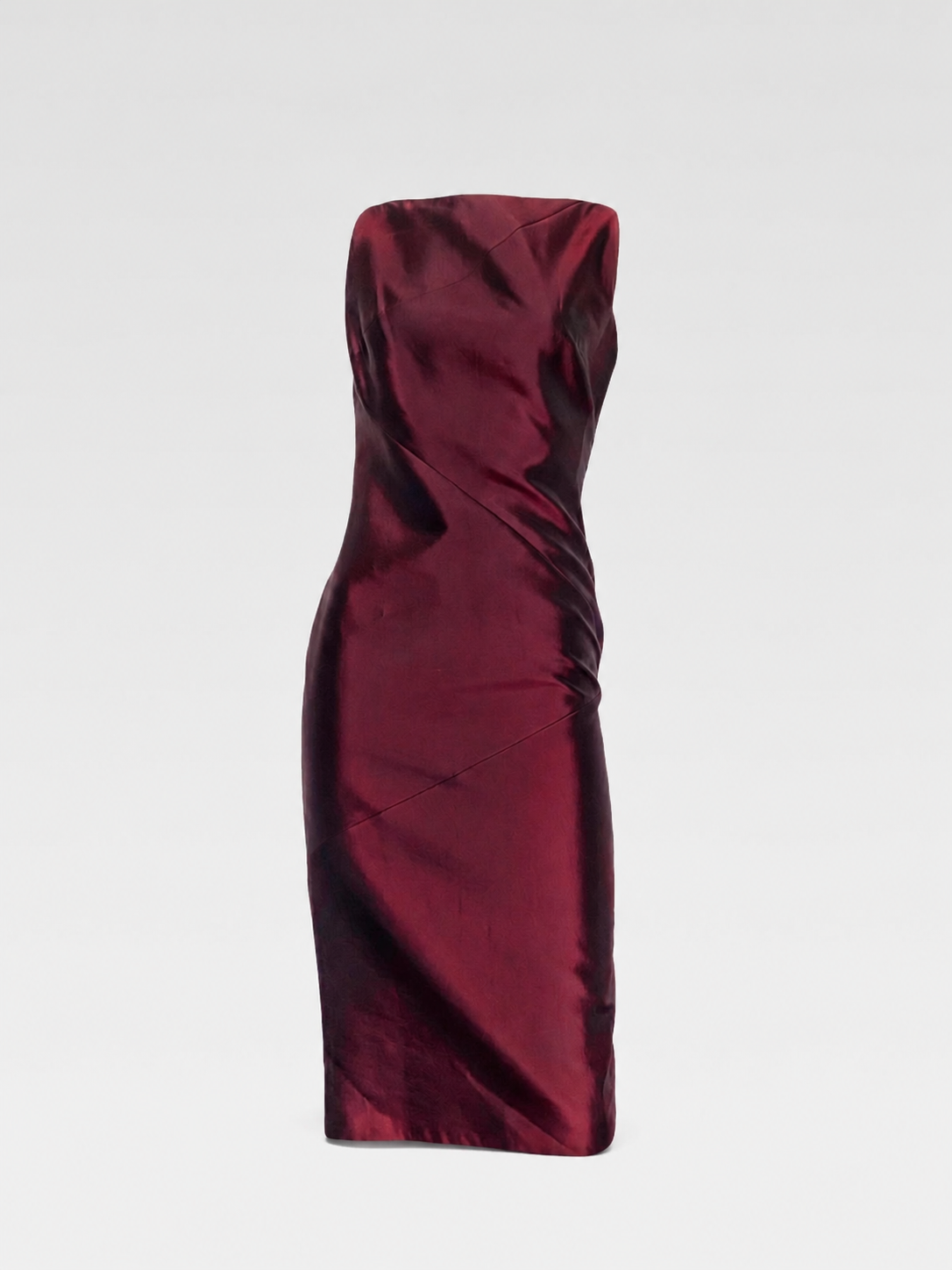 Gucci by Tom Ford 1998 SS Runway Burgundy Silk Dress – Rare Italian Archive Minimal Evening Dress