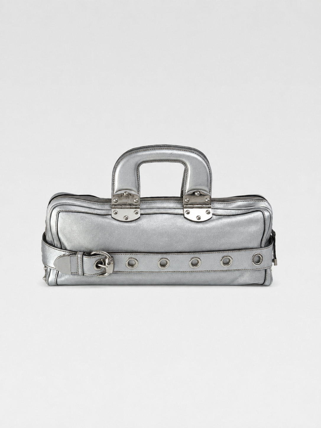 Gucci “Romy” Metallic Silver Leather Top Handle Bag – Futuristic Archive Collector Piece