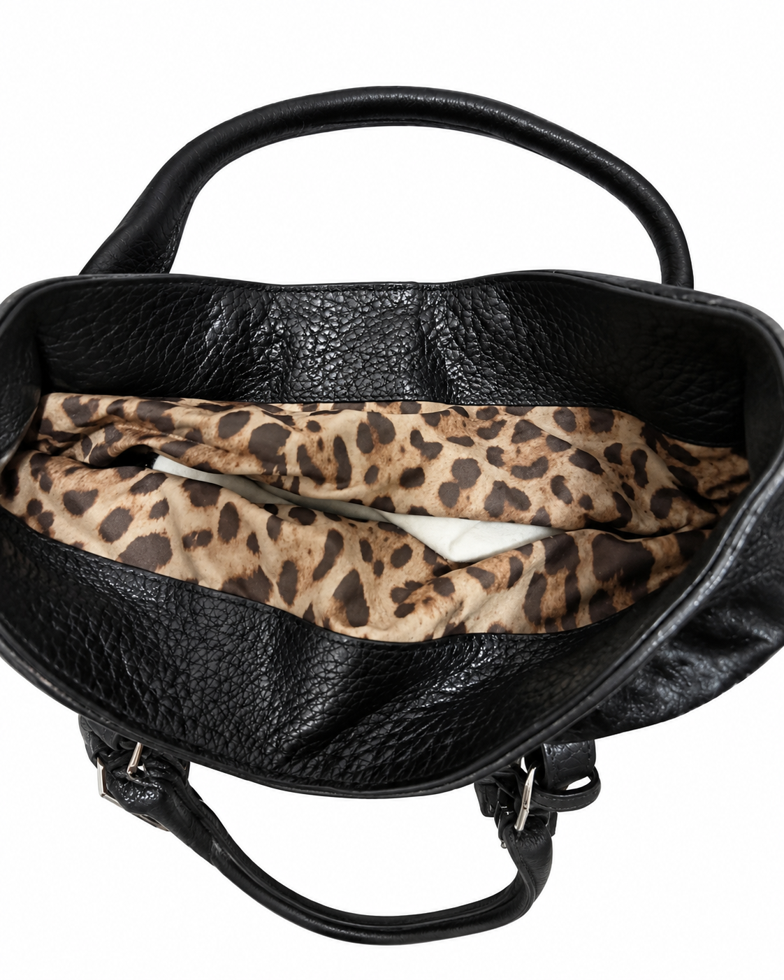 Dolce & Gabbana Vintage Pony Hair & Leather Shoulder Tote Bag – Black