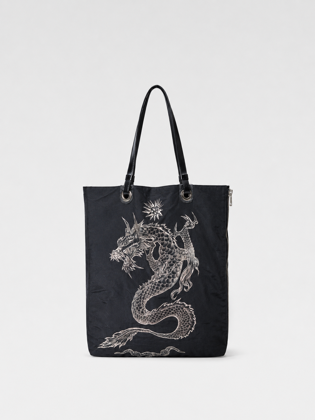 Jean Paul Gaultier 1996 Vintage 'Safe Sex Forever' Dragon Tatto Double-sided Tote Bag