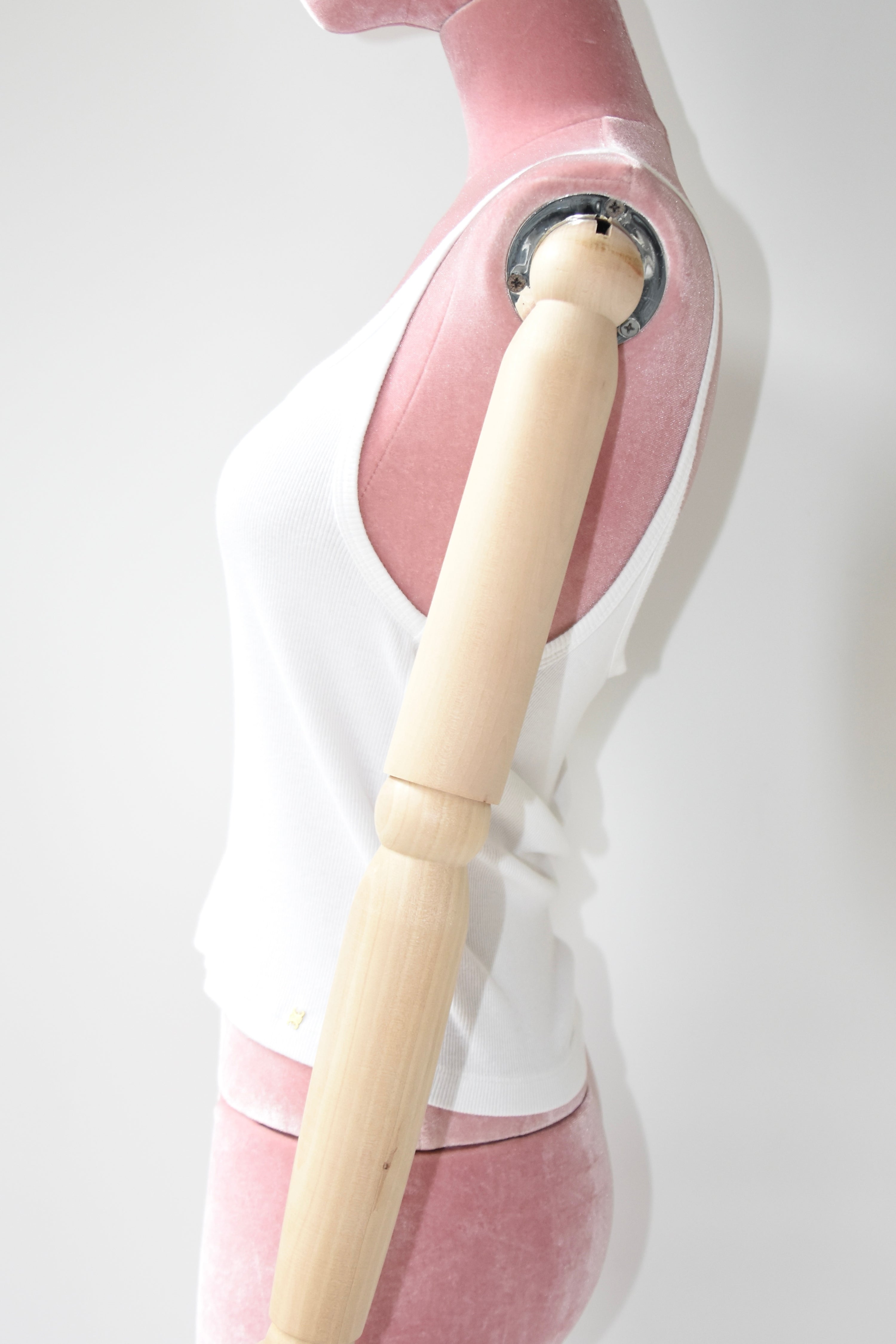 CELINE Ribbed White Logo Tank Top with Triomphe Detail