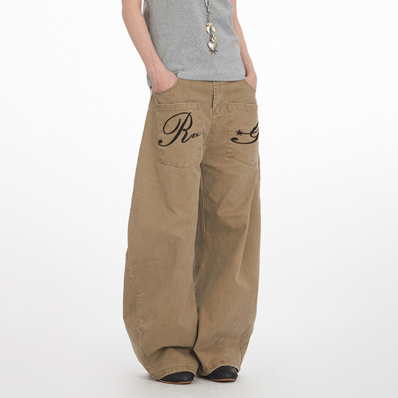 Retro Niche High Waist Loose Jeans Unisex Straight Blade Casual Pants