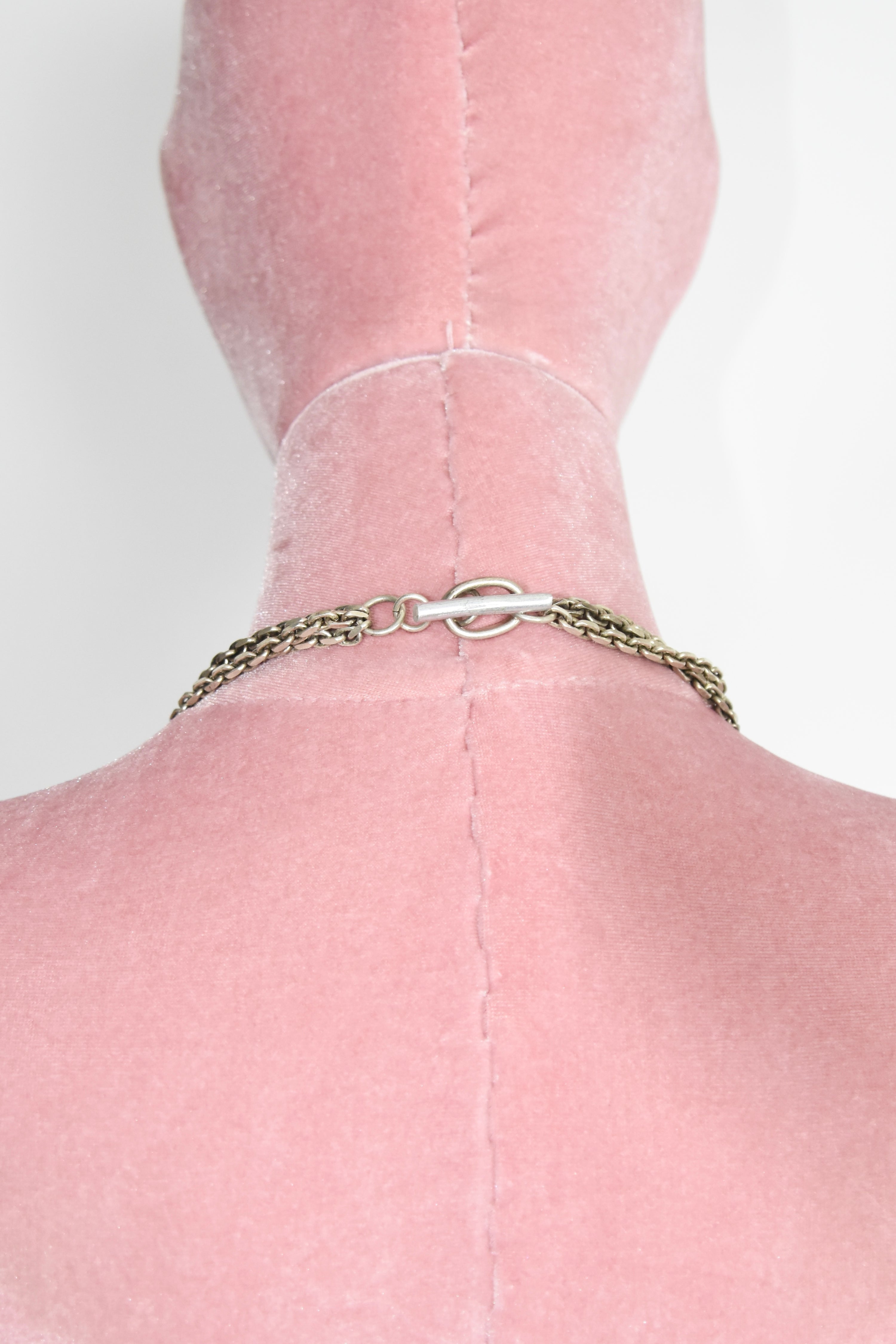 Chantal Thomass Vintage Triple Medallion Shell Necklace with Layered Chains & Dangle Drops (Rare Archive Jewelry)