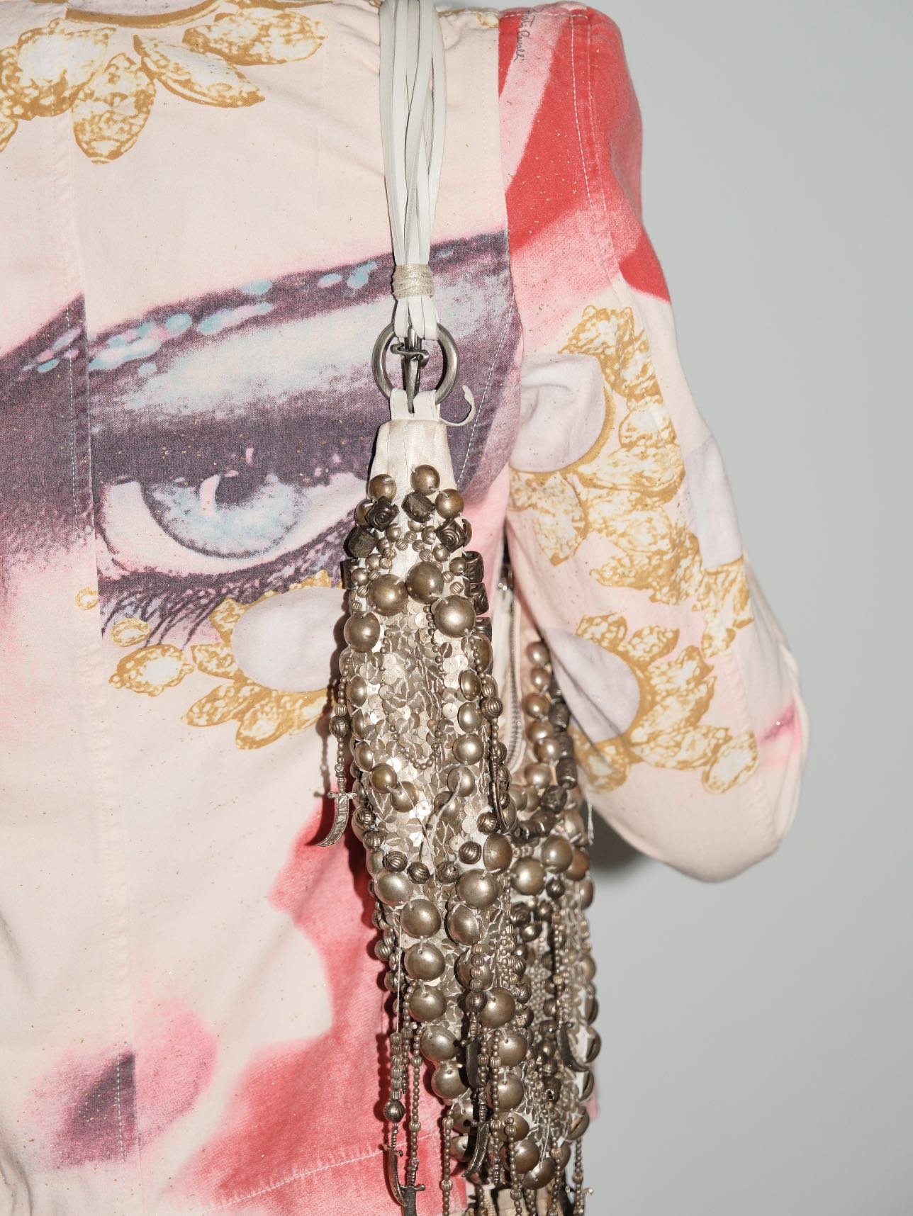 Cesare Paciotti Rare Heavy Metal Beaded Shoulder Bag
