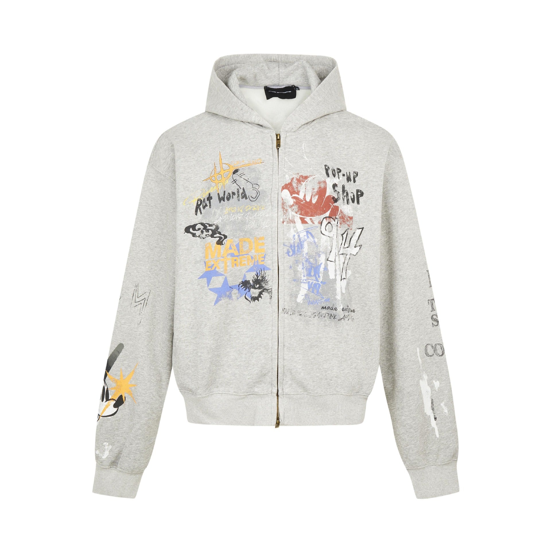 Street hip-hop graffiti sweatshirt for men and women, spring and autumn season oversize Trendy Hooded Cardigan Jacket