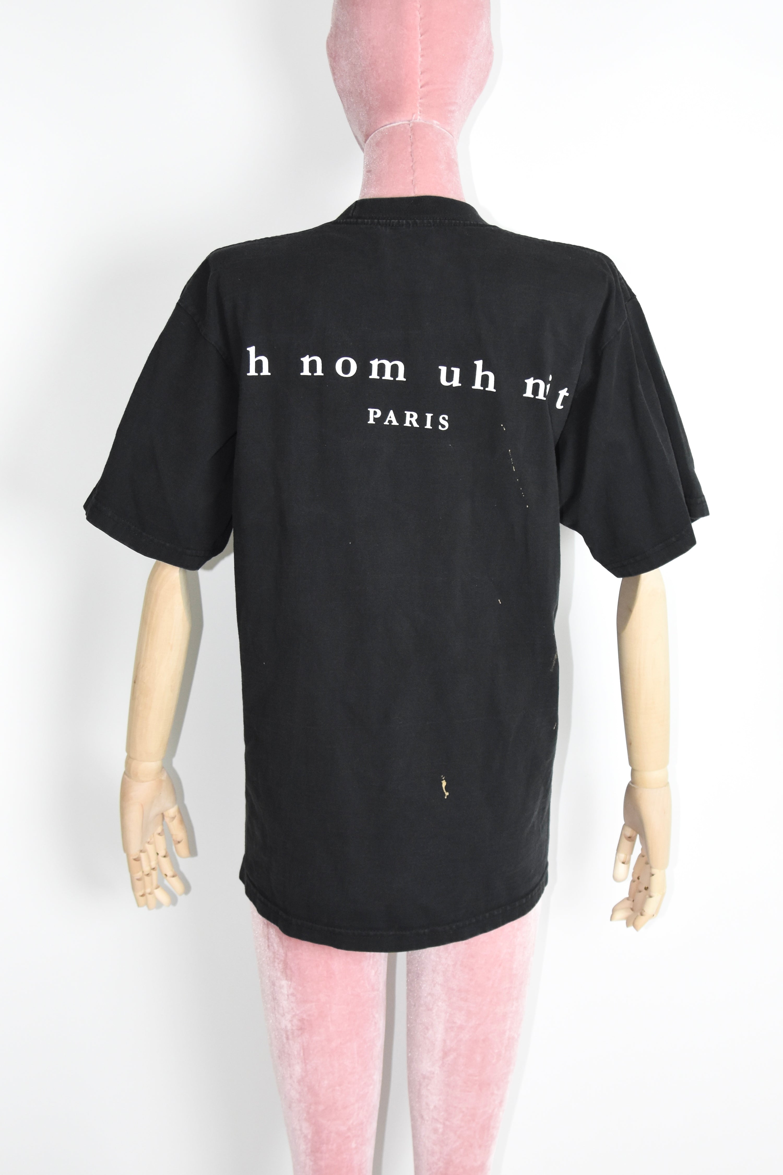 ih nom uh nit Paris “MISSING” Graphic Print Black T-Shirt Vintage Streetwear Tee