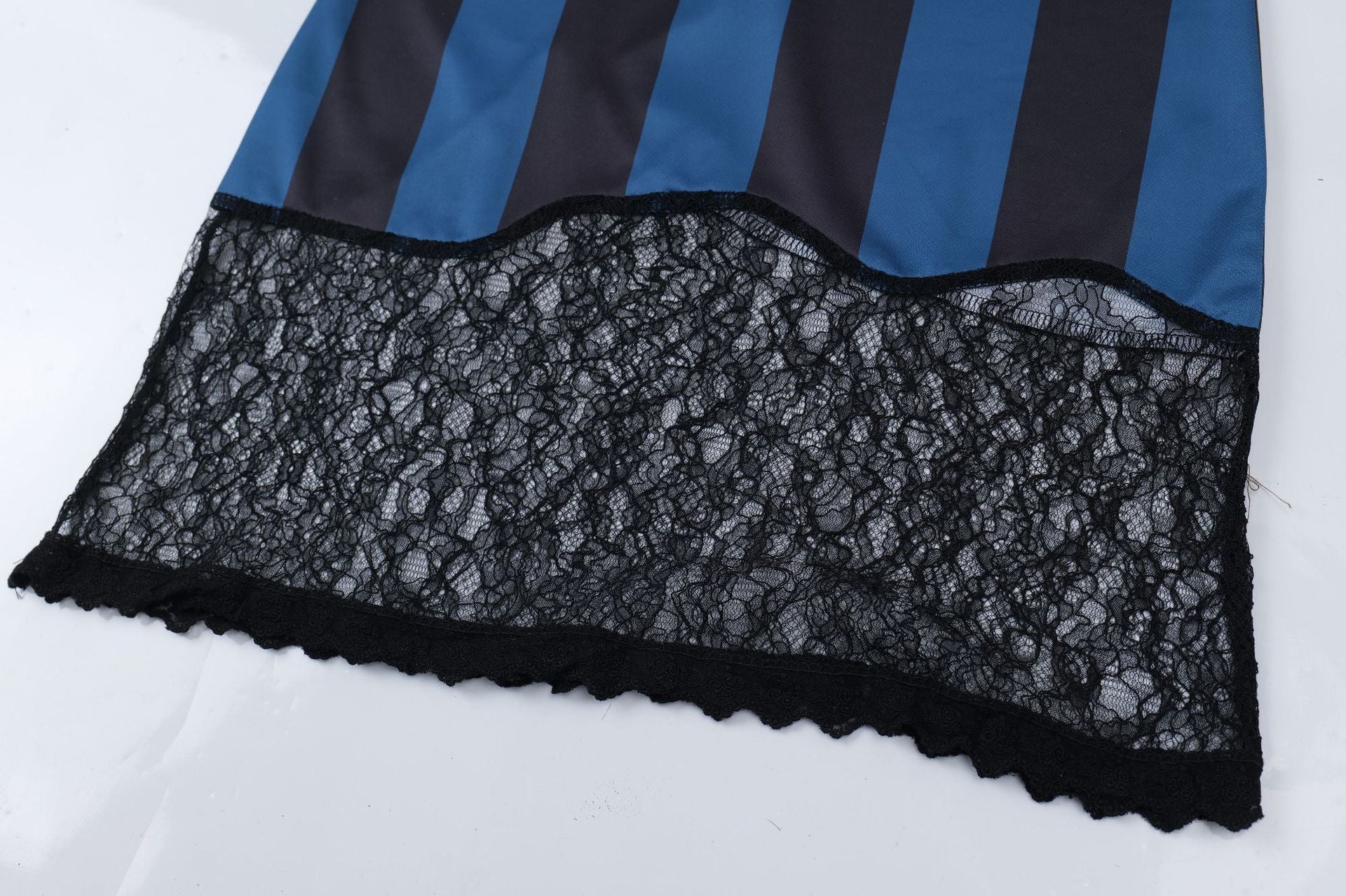 No.78 Blue Striped Lace Edge Jersey Football Style Strap Dress