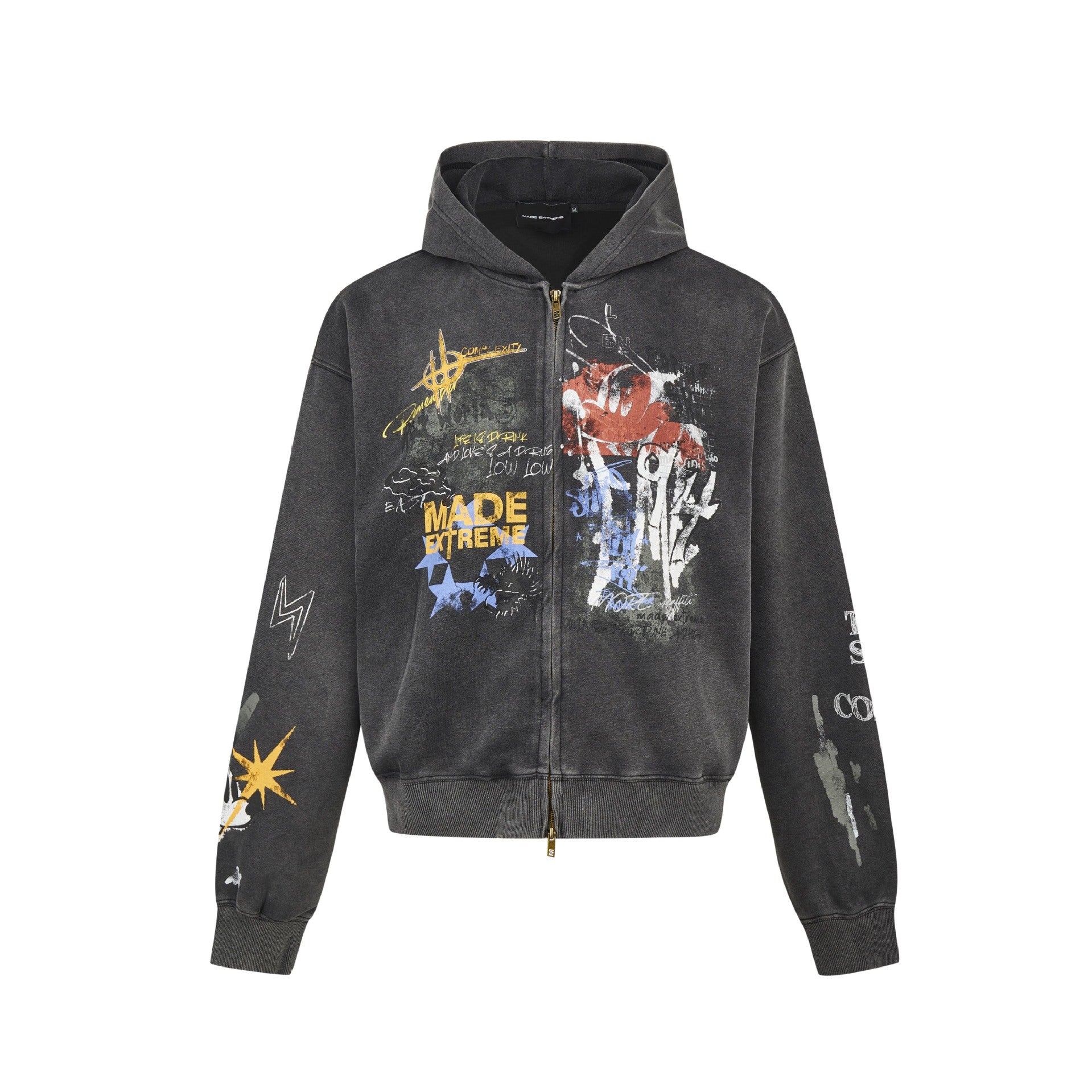 Street hip-hop graffiti sweatshirt for men and women, spring and autumn season oversize Trendy Hooded Cardigan Jacket