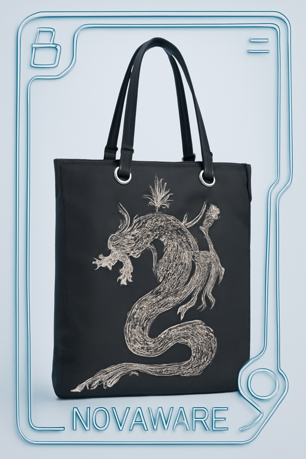 Jean Paul Gaultier 1996 Vintage 'Safe Sex Forever' Dragon Tatto Double-sided Tote Bag