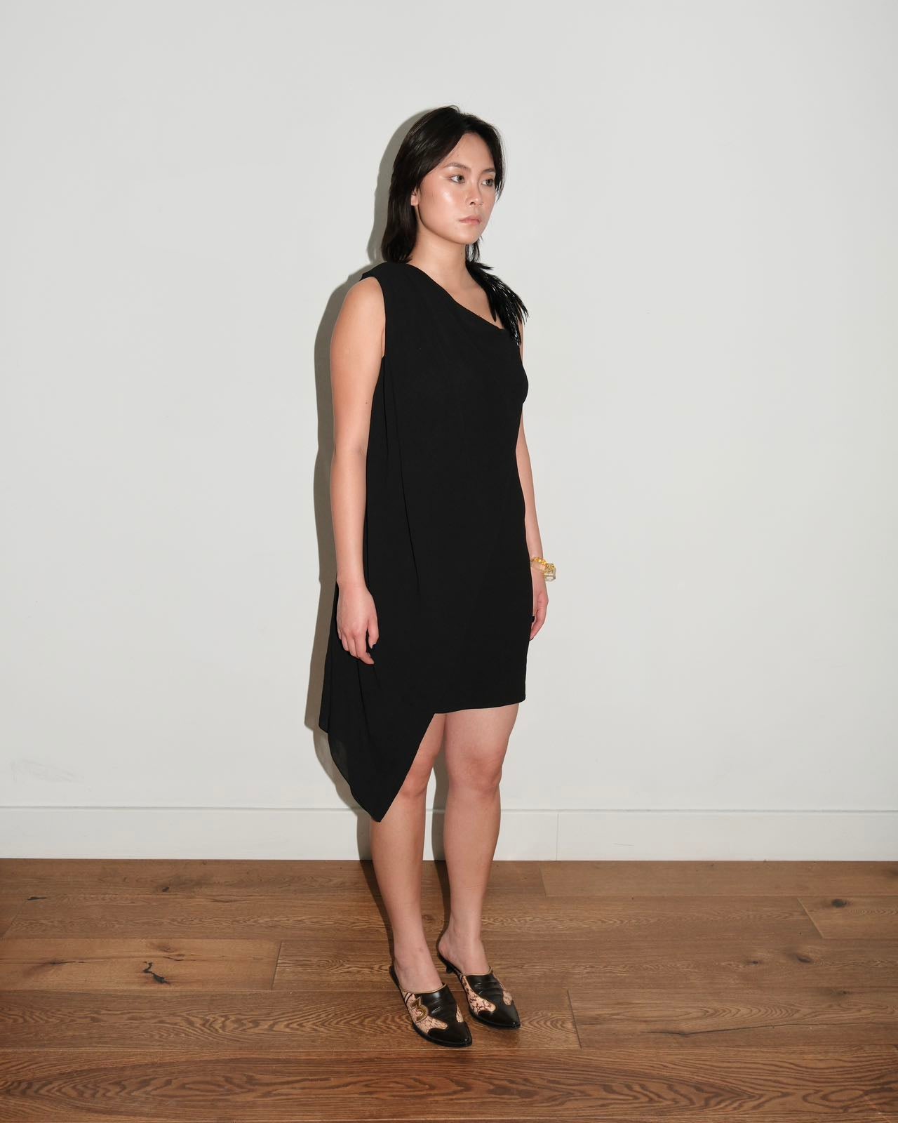 Helmut Lang Asymmetric Feather Dress