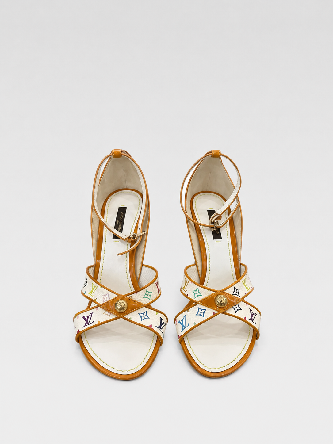 Louis Vuitton Murakami Multicolore Wedge Sandals – Y2K White Monogram Canvas Heels