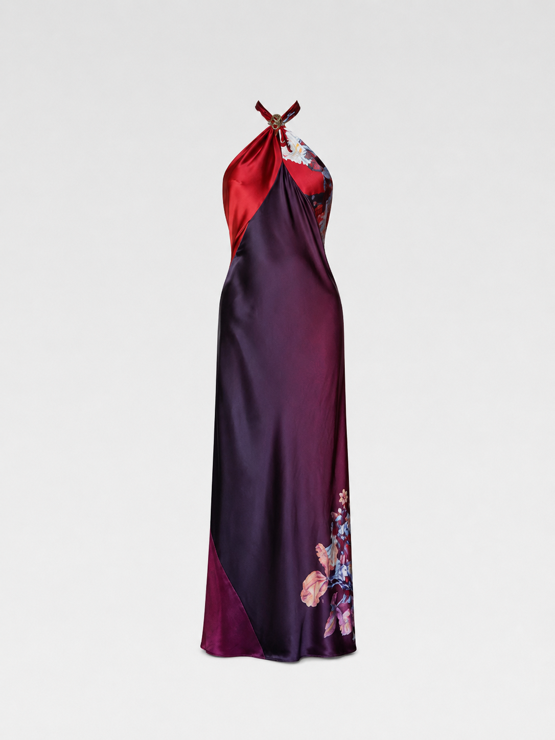 Roberto Cavalli Archive Silk Peony Print Halter Evening Gown – Collector’s Piece