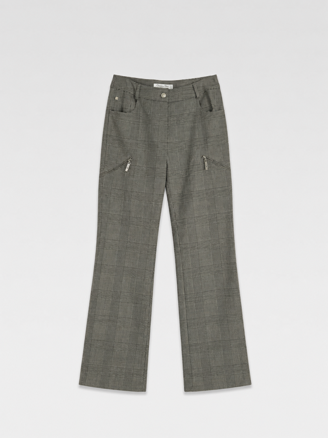 Christian Dior by John Galliano 2004 Runway Houndstooth Straight Leg Trousers Cotton Blend Vintage Dior Pants