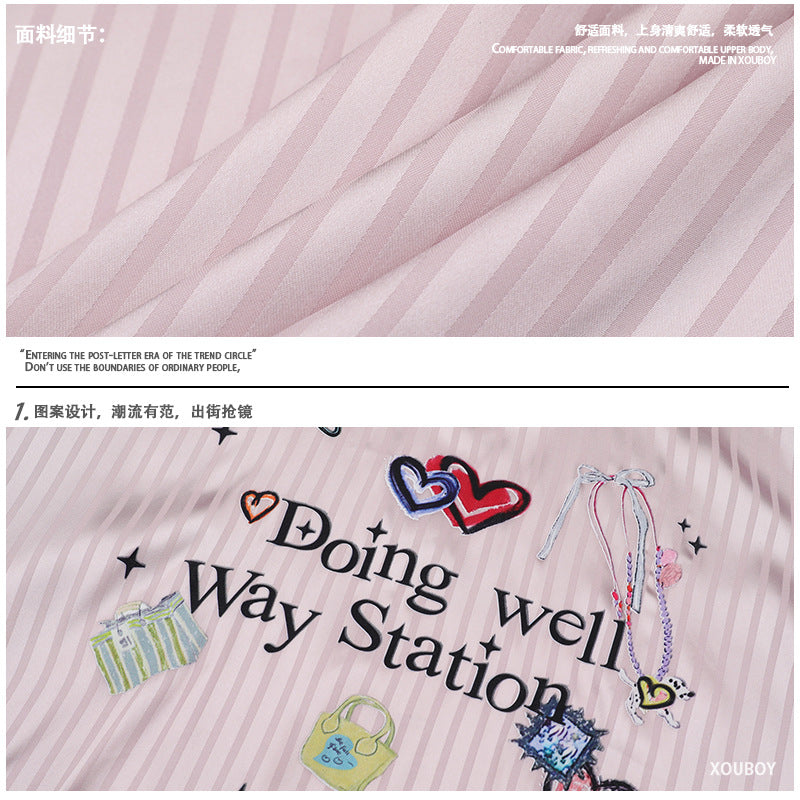 Sweet Sports Jersey V Collar pink short sleeves Unisex T-shirt 2025 Summer Fashion Trend