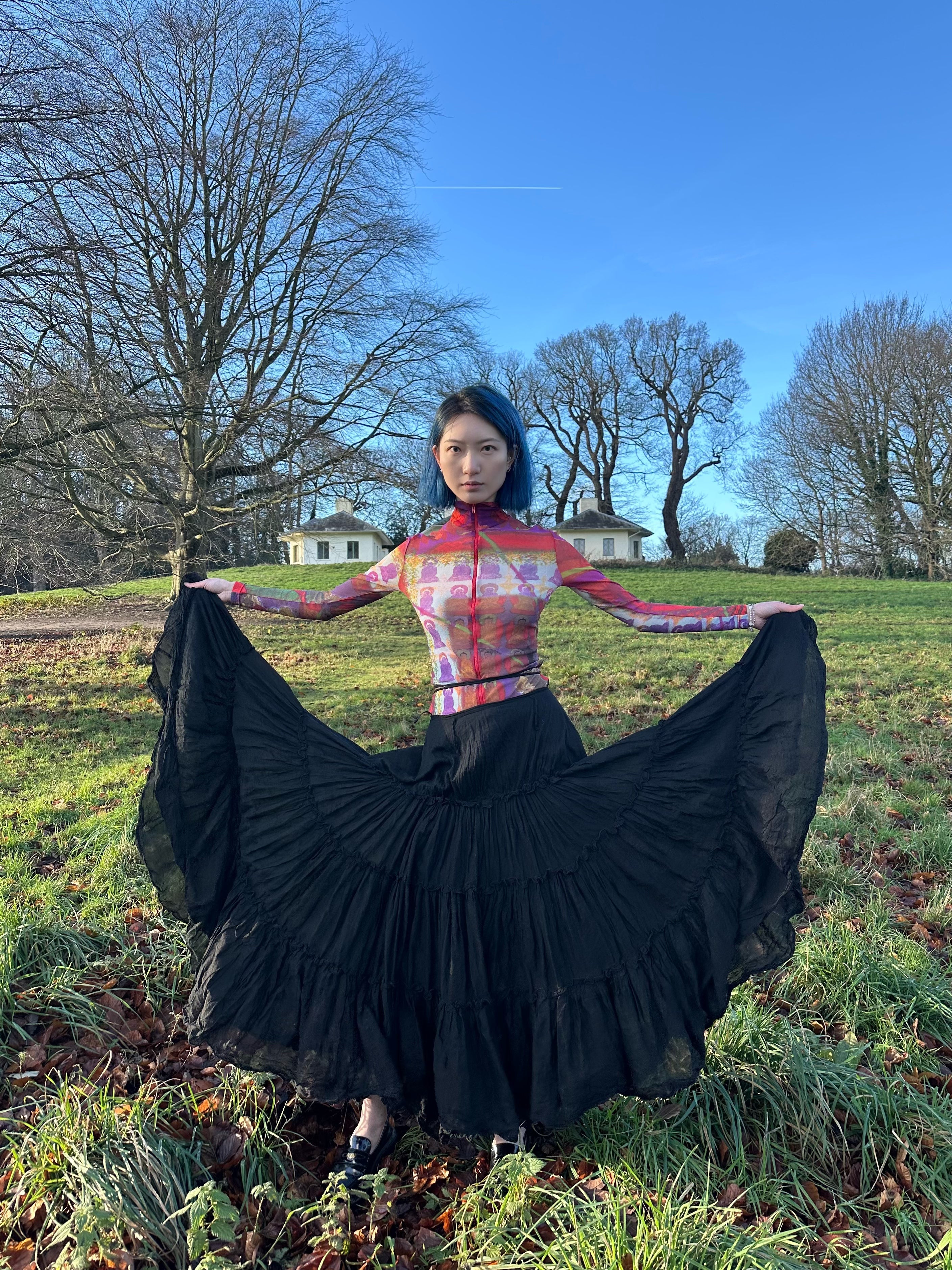 Jean Paul Gaultier Black Tiered Maxi Skirt