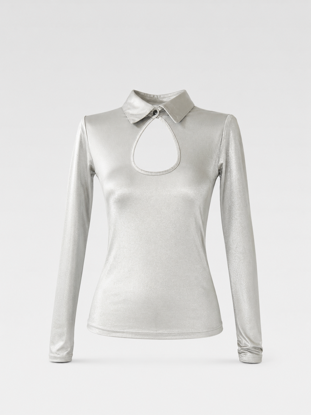 Callipygian Silver Jersey Cutout Top