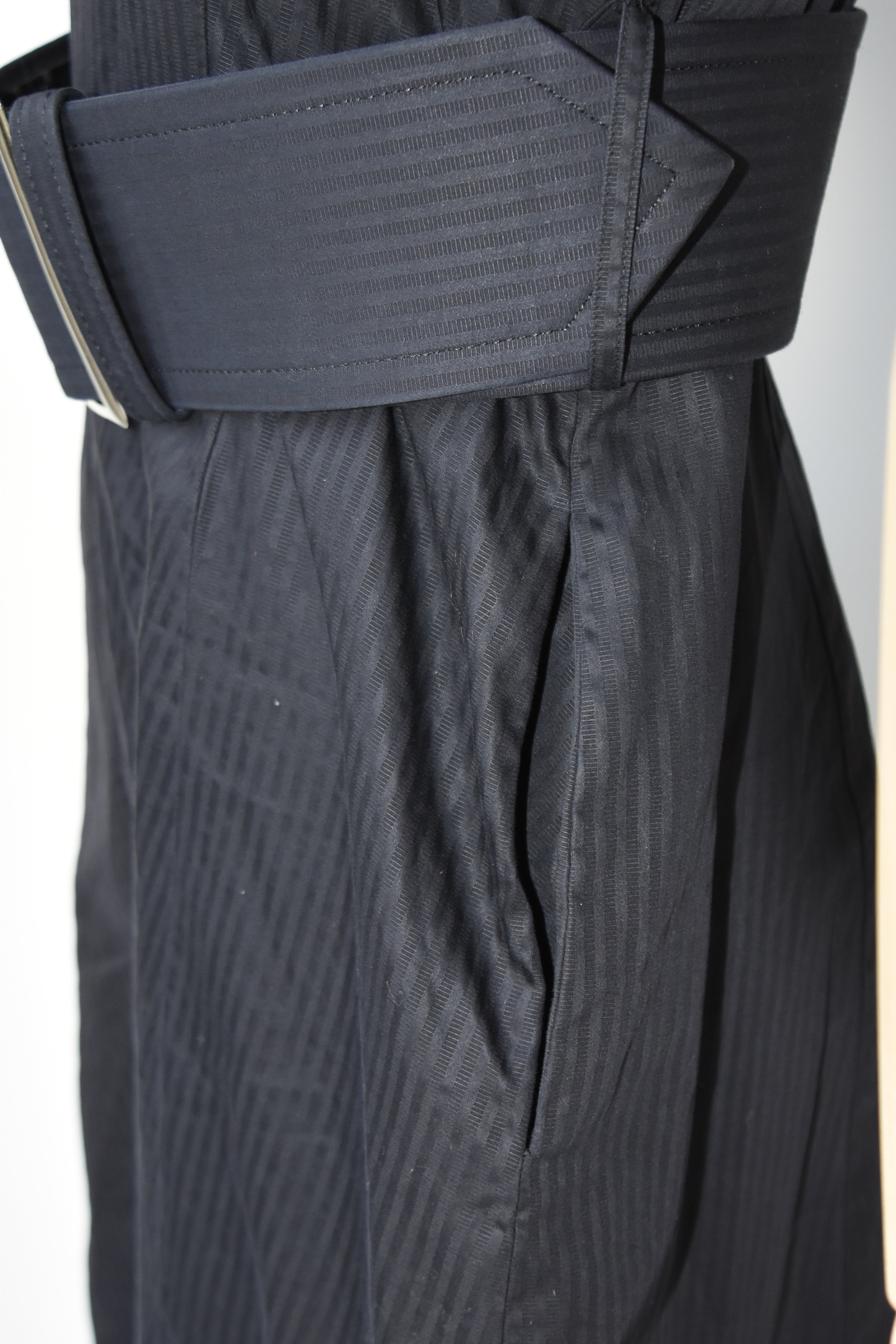 COMME des GARÇONS Runway Structured Belted Sleeveless Midi Dress – Black Avant-Garde Archive Piece