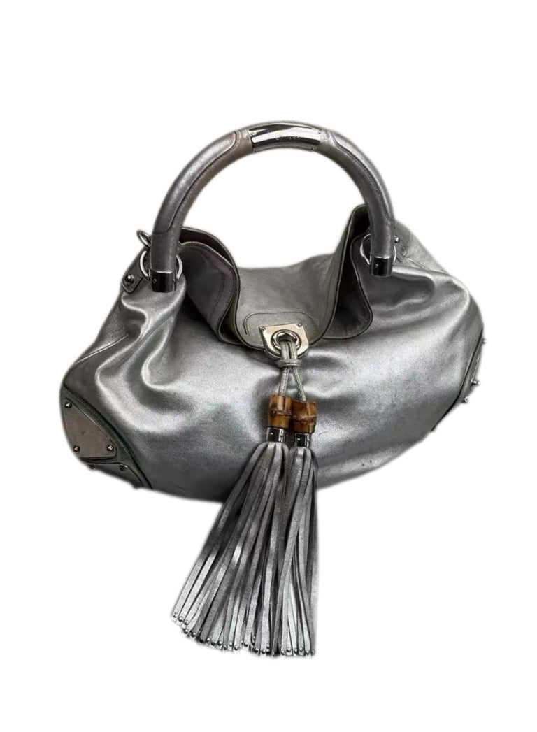 Gucci 2008 Spring/Summer Rare Metallic Fringe Leather Shoulder & Top Handle Bag