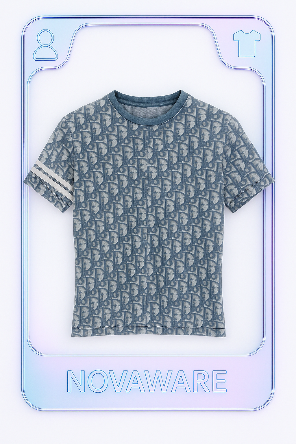 Christian Dior by John Galliano Blue Monogram Baby Tee (Y2K Boutique Oblique Icon)