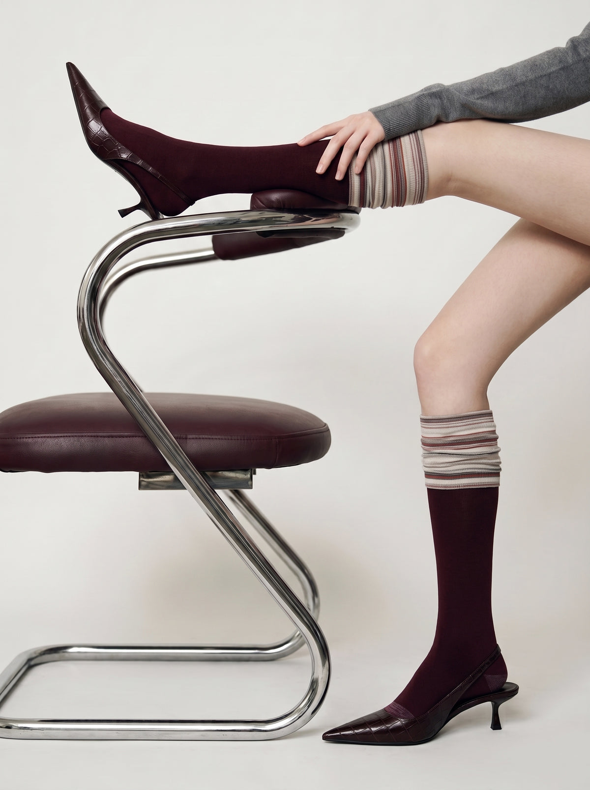 Renaissance Vintage-Style Over-the-Knee Socks 4-Pair Set – Knit Pattern Autumn Winter Socks | 4-Piece
