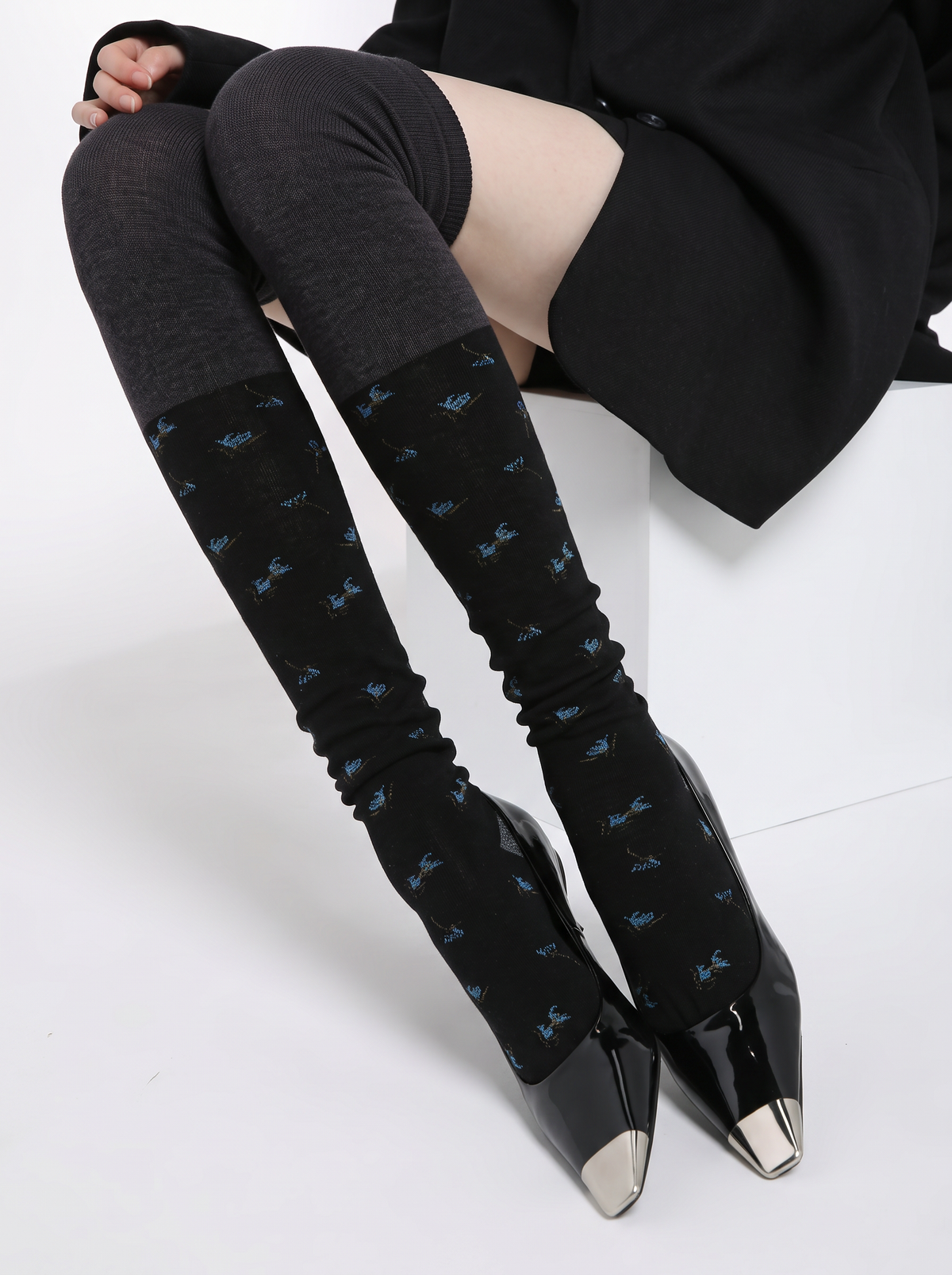 Renaissance Vintage-Style Over-the-Knee Socks 4-Pair Set – Knit Pattern Autumn Winter Socks | 4-Piece