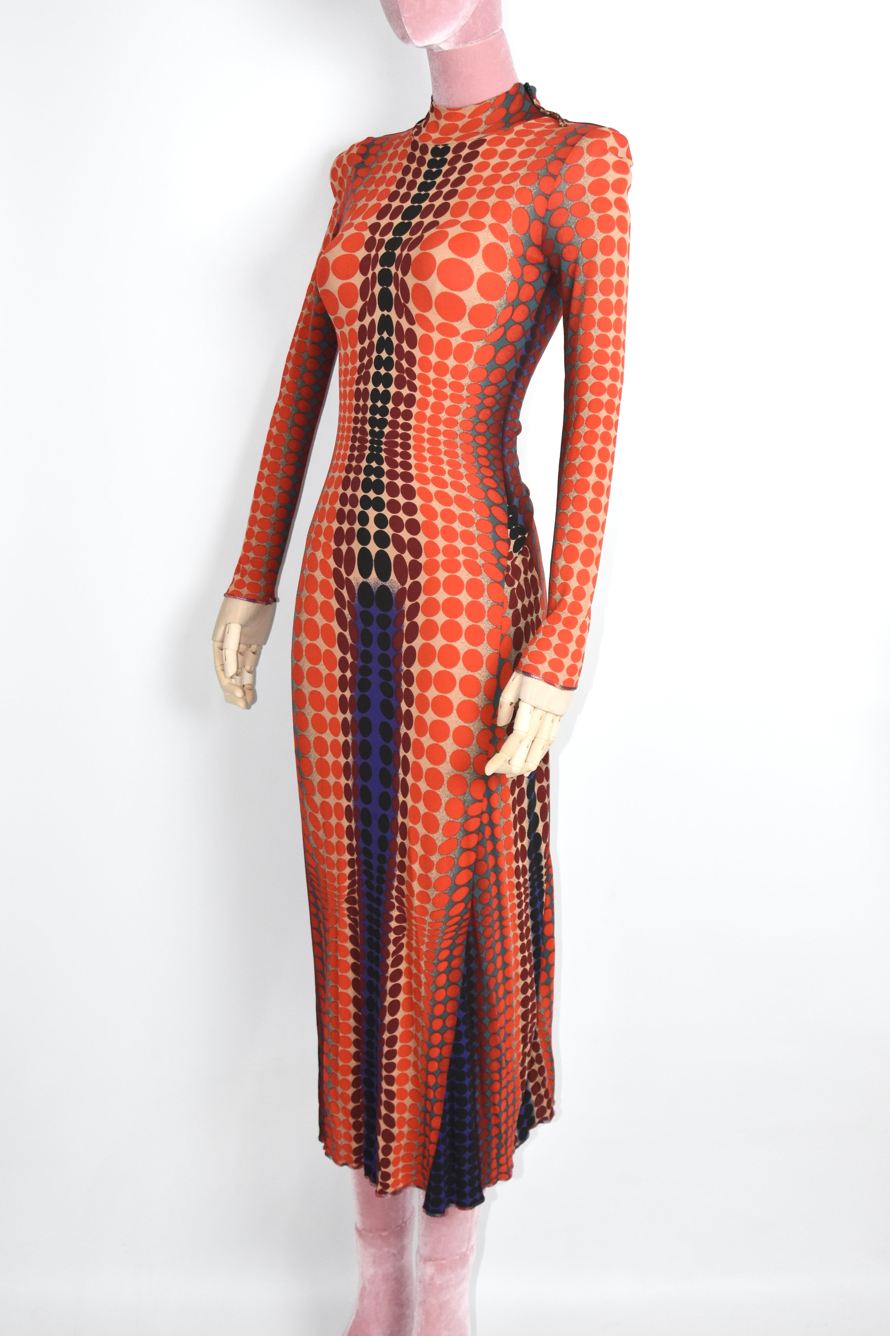 Jean Paul Gaultier S/S 1996 “Cyberdots” Optical Mesh Gown