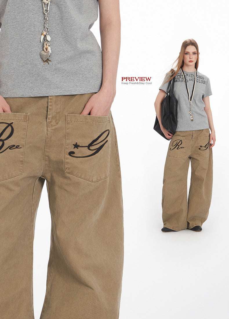 Retro Niche High Waist Loose Jeans Unisex Straight Blade Casual Pants