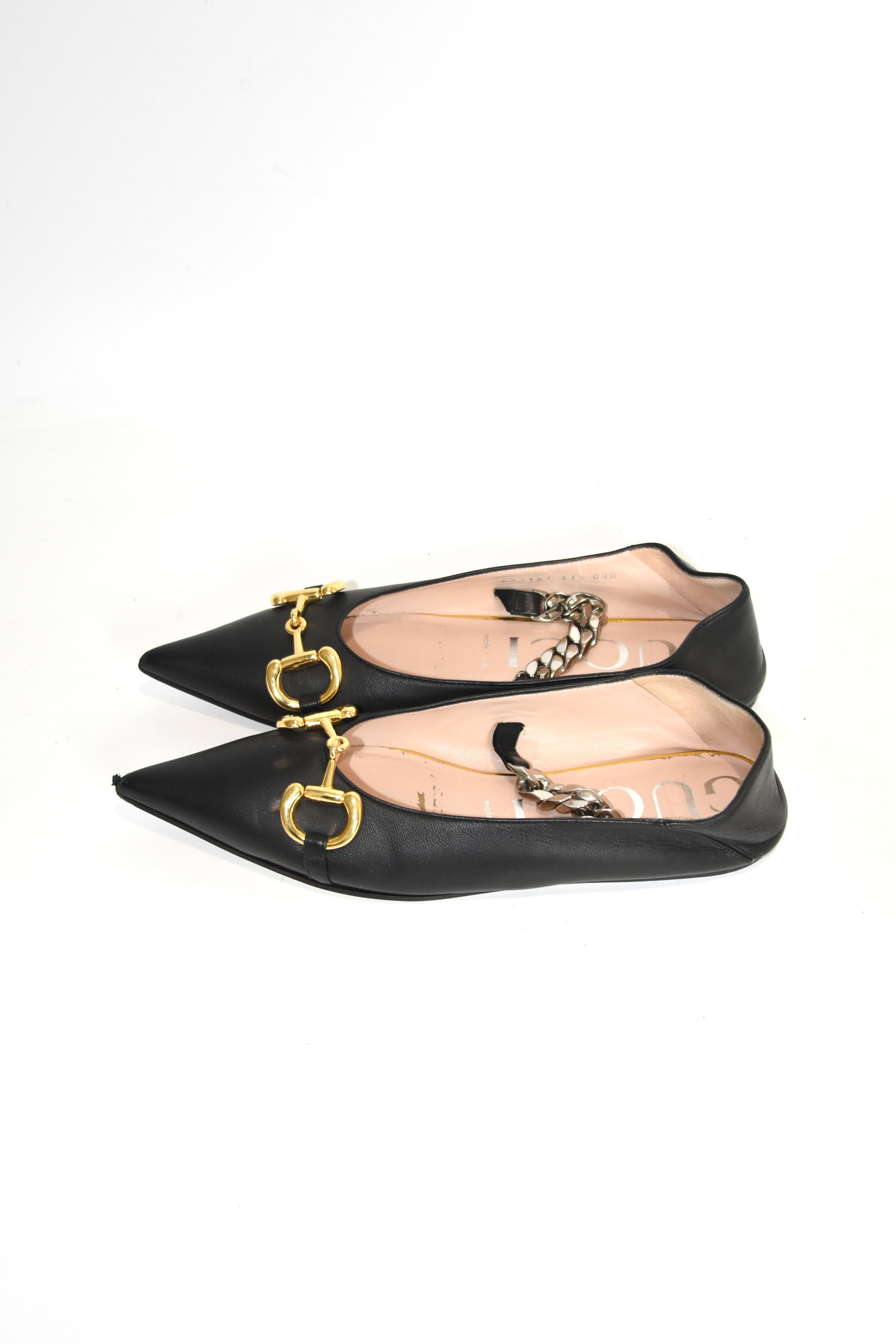 Gucci Black Bit Moccasin Flat Shoes