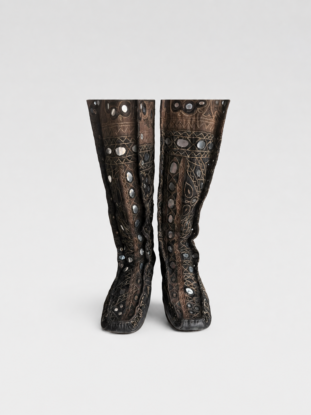 Gucci Vintage Hand-Embroidered Mirror Nomadic Mid-Calf Boots