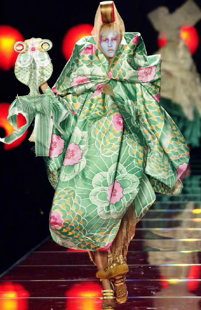 Christian Dior by John Galliano 2003 Rare Oriental Goldfish Ukiyo-e Print Corset & Skirt Set