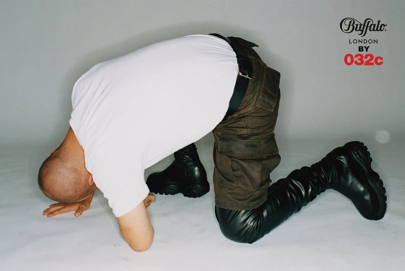 032c × Buffalo Leather Thigh-High Platform Boots – METAL 金