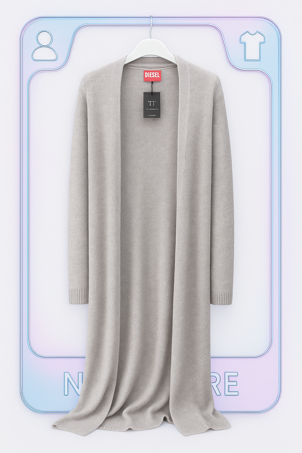 Diesel Long Grey Knit Duster Cardigan