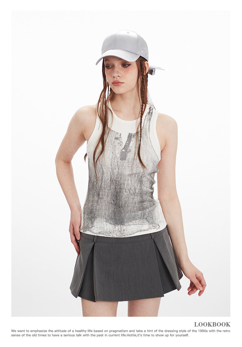 Fun Printed Tank Top Fashion Strap Slim Fit Top