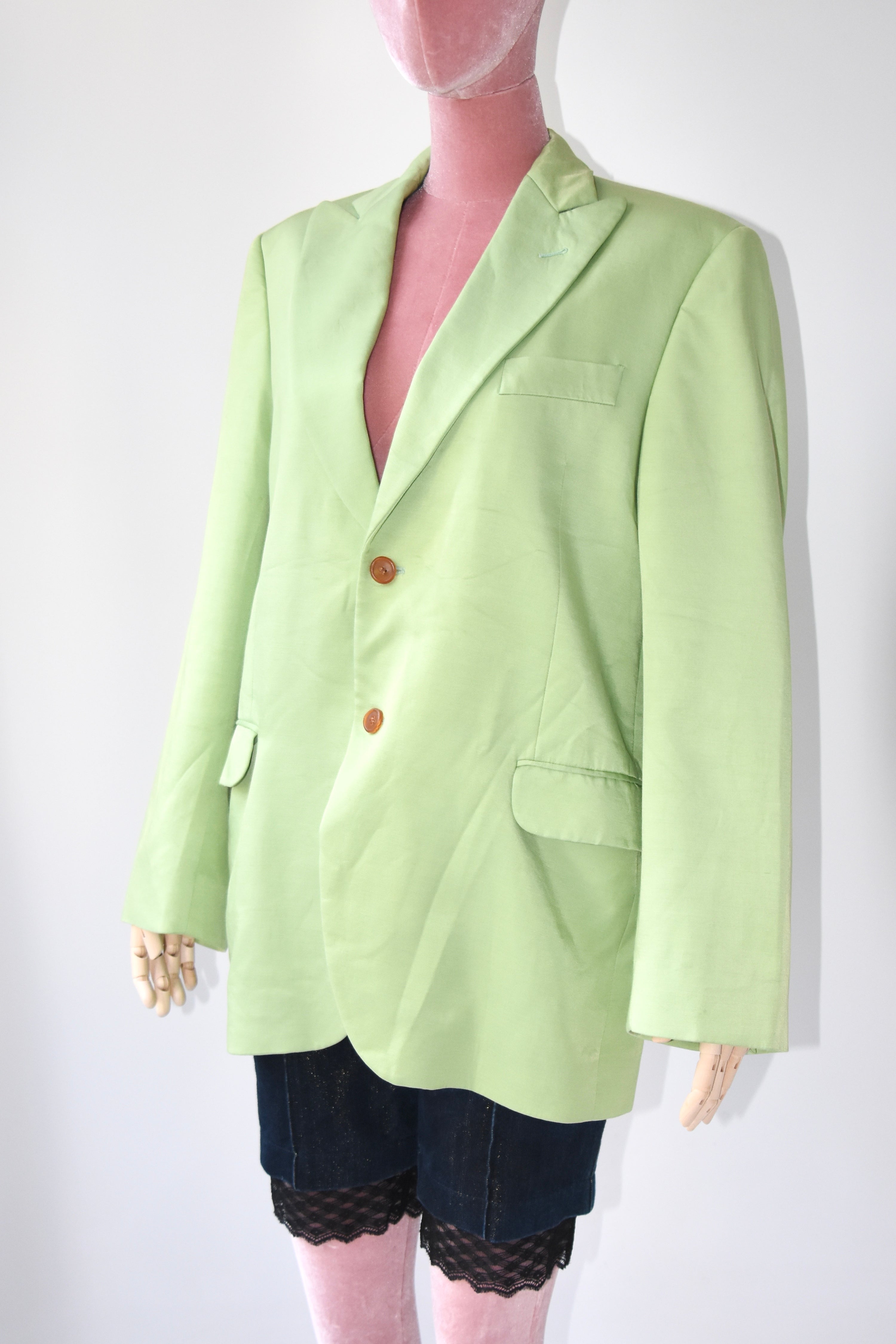 Acne Studios Lime Green Tailored Blazer – Portugal Made Structured Suit Jacket