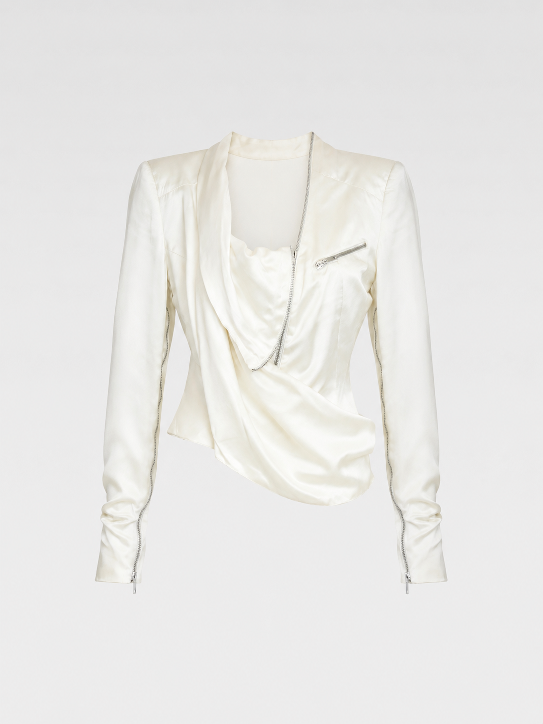 Haider Ackermann 白色缎面不对称剪裁夹克
