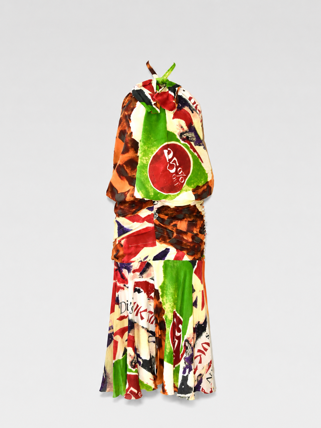 Christian Dior SS2003 “70% OFF” Abstract Print Bias-Cut Dress