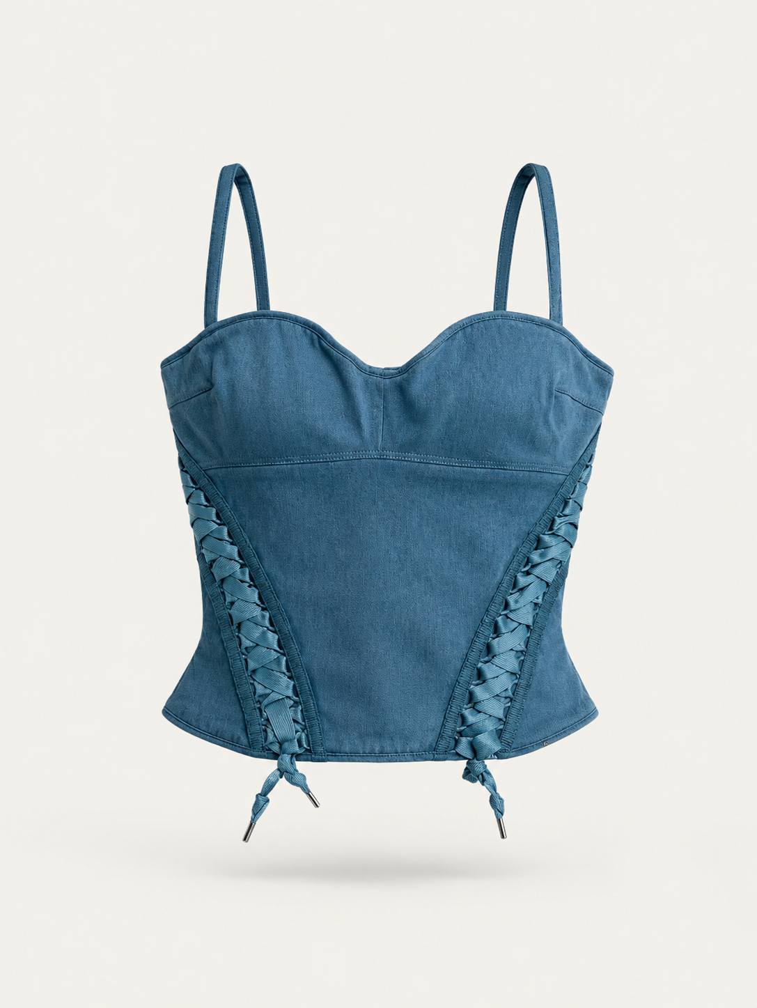 Christian Dior by John Galliano S/S 2002 Runway Lace-Up Denim Corset Top – Rare Blue Archive Bustier