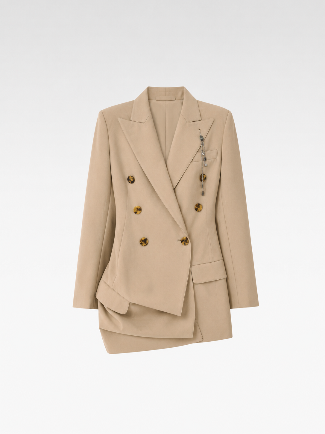 Jean Paul Gaultier Asymmetric Draped Blazer with Silver Pendant