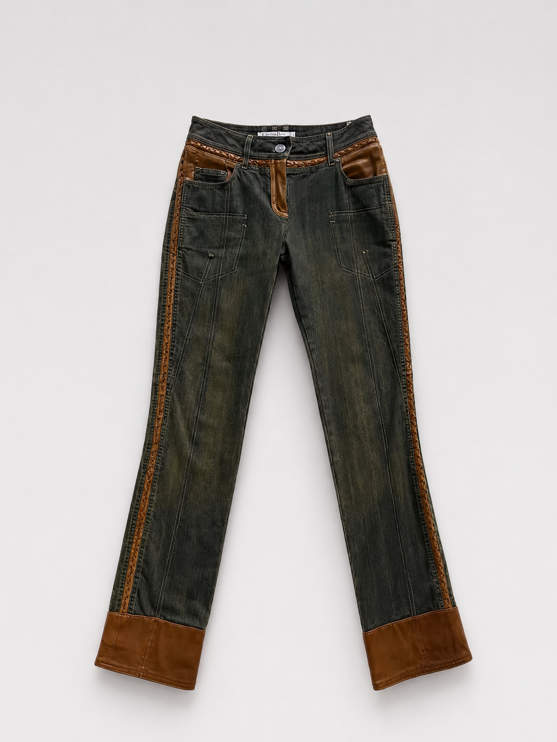 Christian Dior by John Galliano Spring 2006 Leather Panel Denim Jeans – Runway Archive Piece