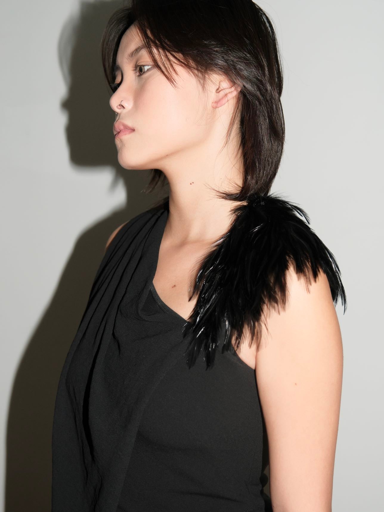 Helmut Lang Asymmetric Feather Dress