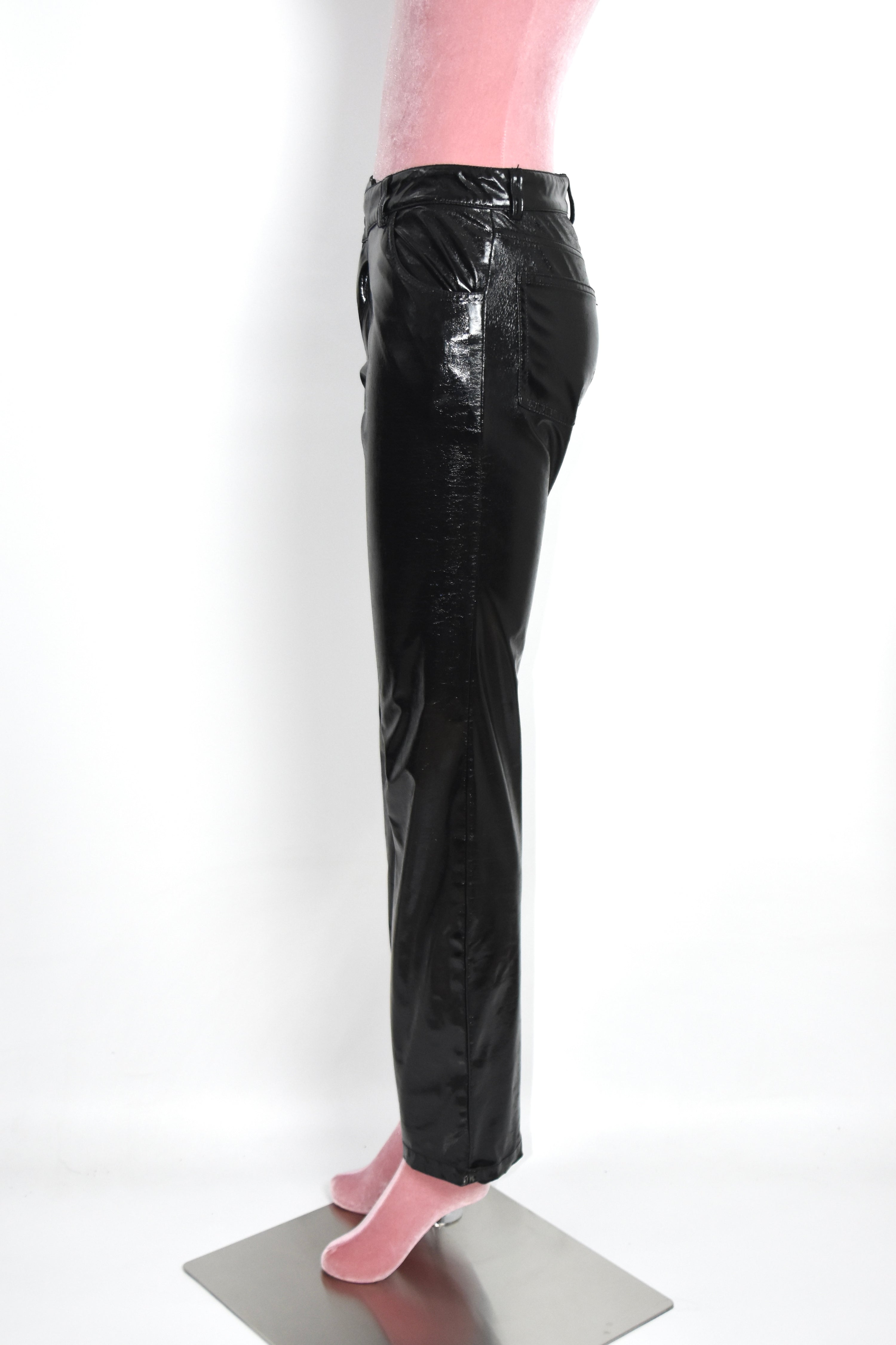 Ottolinger Black Glossy Asymmetric Waistband Trousers