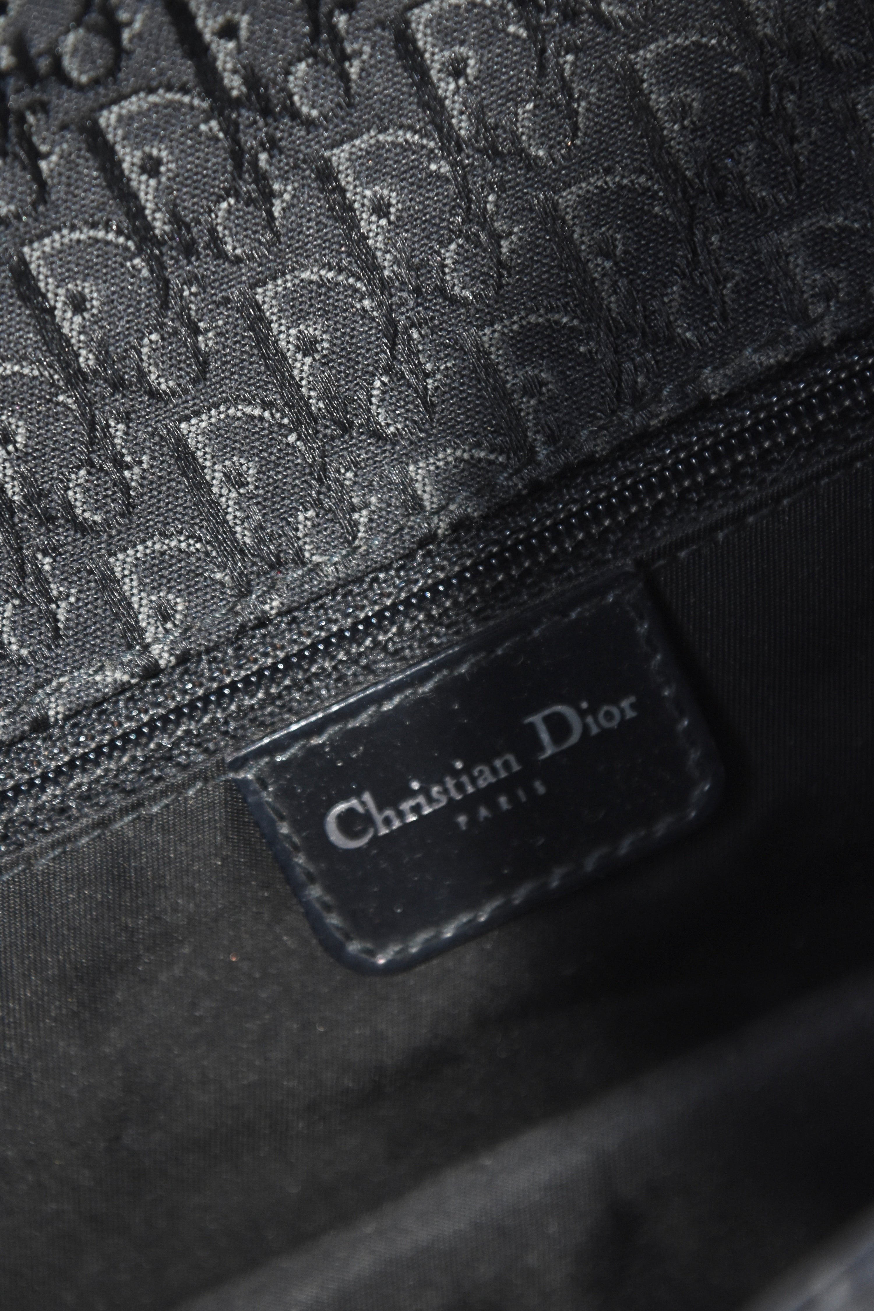 Christian Dior Black & White Pierced Edge Leather Shoulder Bag
