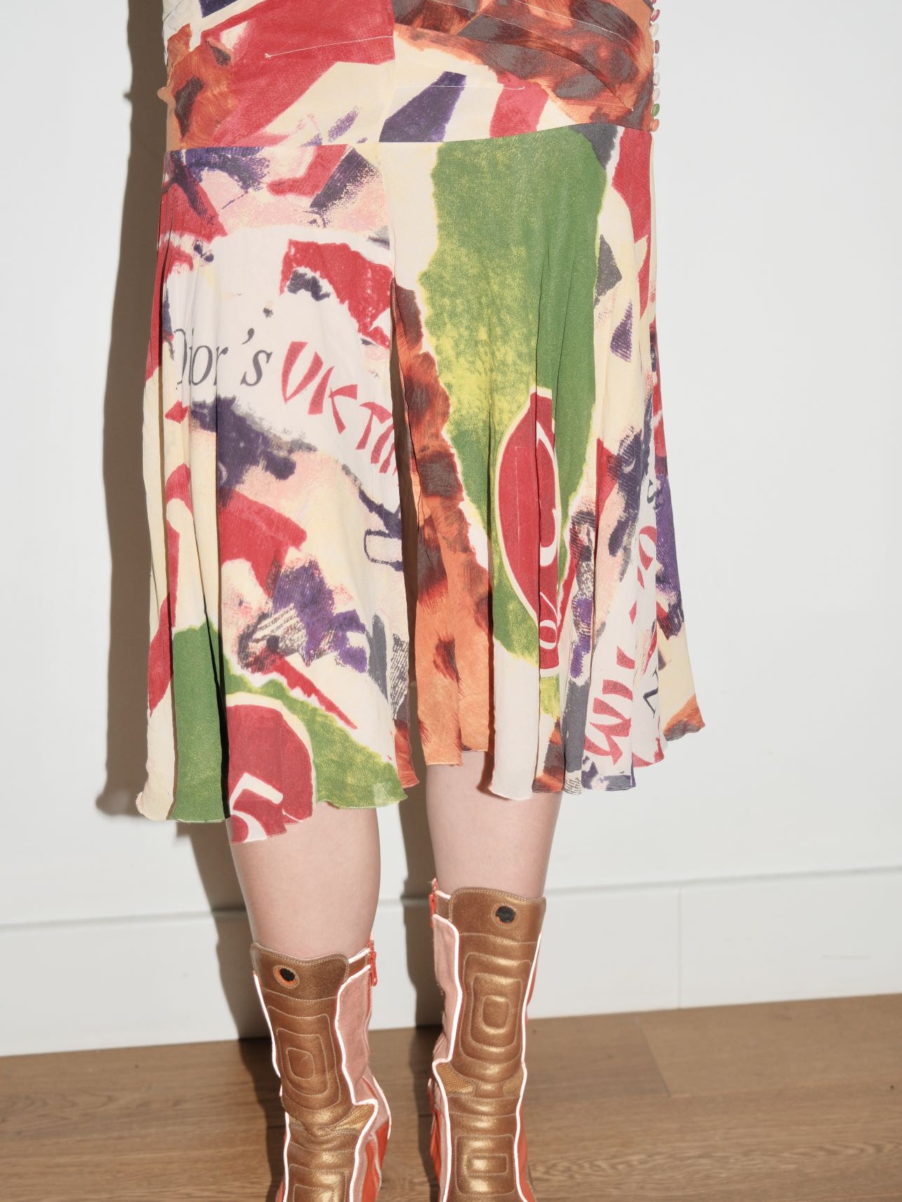 Christian Dior SS2003 “70% OFF” Abstract Print Bias-Cut Dress