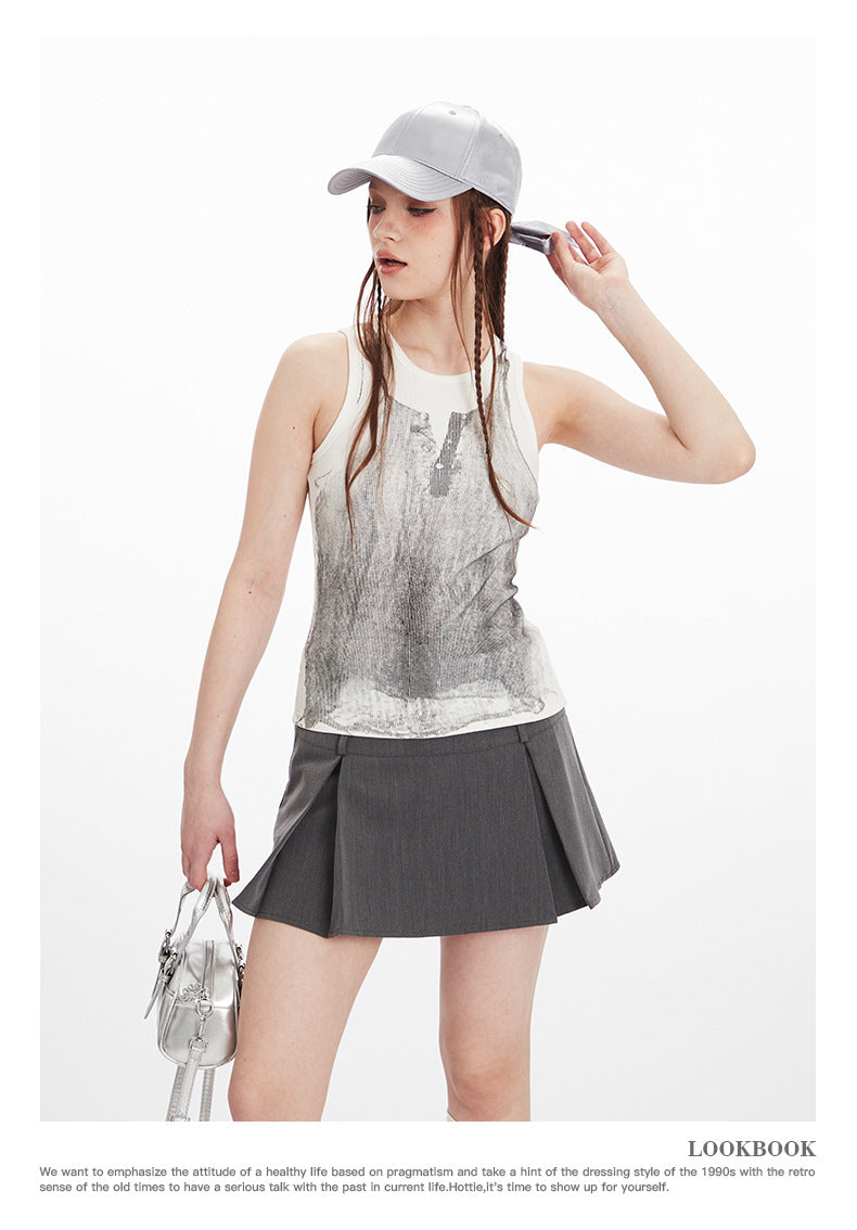 Fun Printed Tank Top Fashion Strap Slim Fit Top
