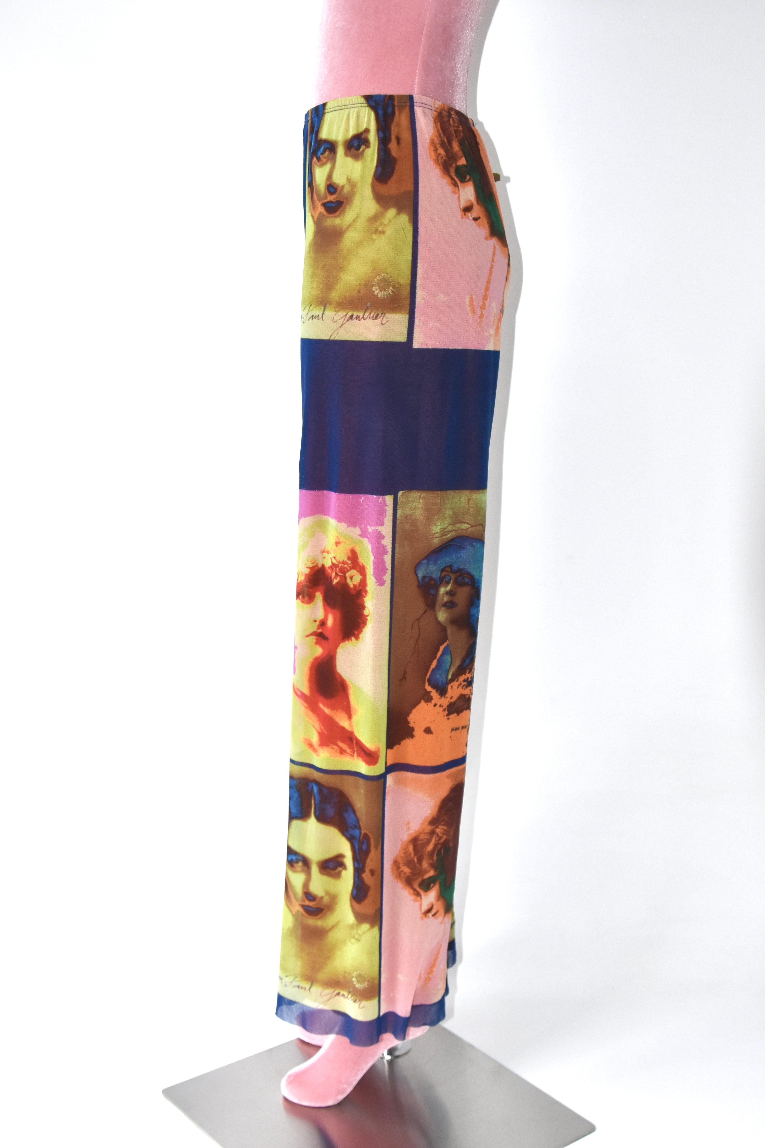 Jean Paul Gaultier S/S 2002 “Portrait Print” Mesh Trousers