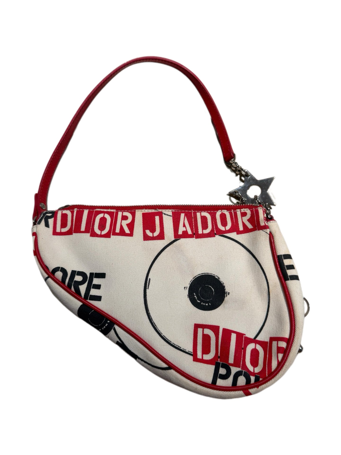 CHRISTIAN DIOR BY JOHN GALLIANO Omotesando Punk Saddle Bag with Silver Metal Rings & Star Charms