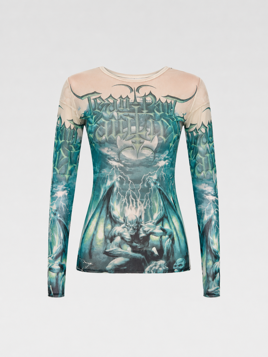 Jean Paul Gaultier Rare Green Satanic Mesh Top
